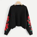 Shein Plus Floral Pattern Sleeve Sweater