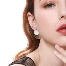 Shein Marble Pattern Metal Round Stud Earring