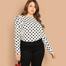 Shein Plus Puff Sleeve Polka Dot Top