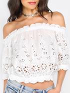 Shein White Hollow Off The Shoulder Blouse