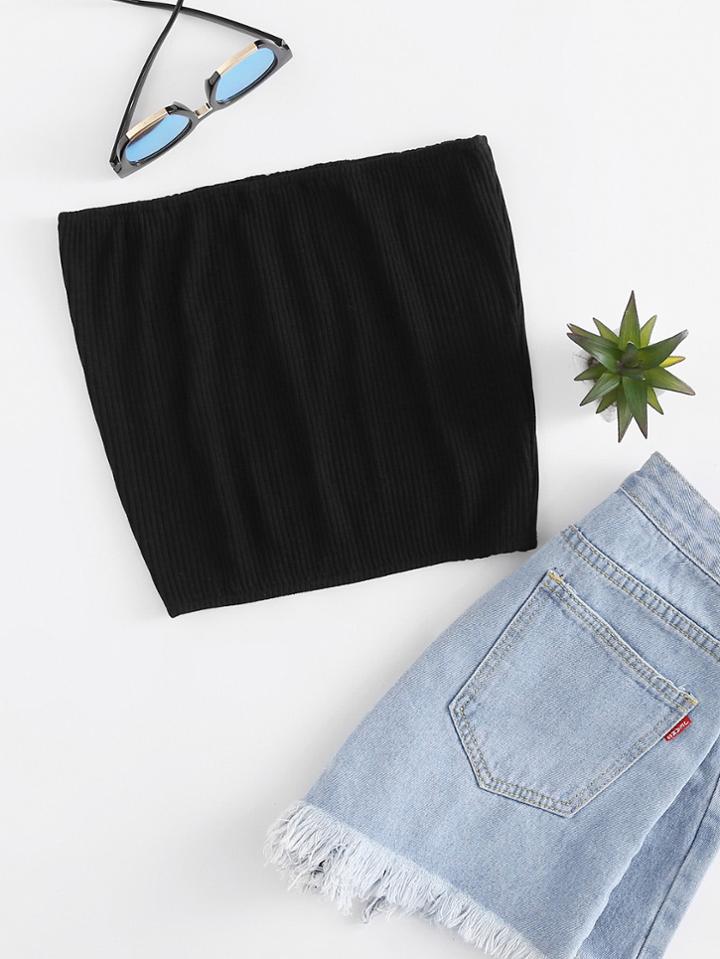 Shein Ribbed Bandeau Top
