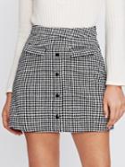 Shein Non Functional Pocket Button Up Checkered Skirt