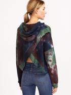 Shein Multicolor Tie Dye Print Overlap Back Drawstring Hooded Sweatshirt