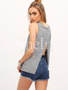 Shein Grey Split Back Tank Top