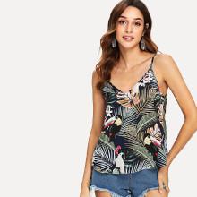 Shein Tropical Print V Neck Cami Top
