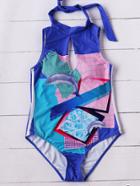 Shein Multicolor Dolphin Print Keyhole One-piece Swimwear