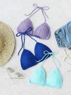 Shein Random Color 1 Pc Triangle Crochet Bikini Top