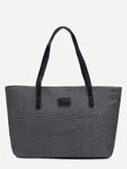 Shein Black Zip Closure Linen Tote Bag