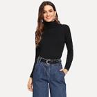Shein High Neck Form Fitting Solid Jumper