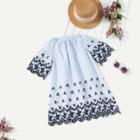 Shein Girls Elastic Neckline Botanical Dress