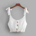 Shein Tie Strap Frill Hem Crop Top