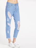 Shein Light Wash Ripped Mom Jeans