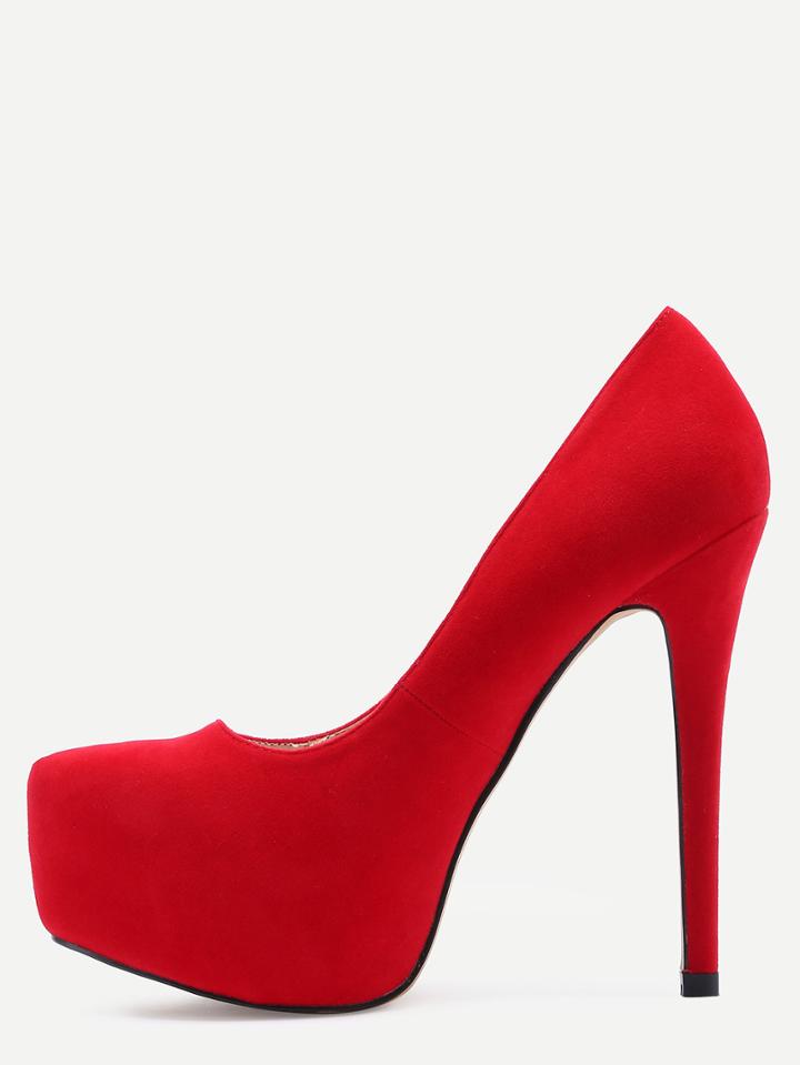 Shein Red Faux Suede Platform Pumps