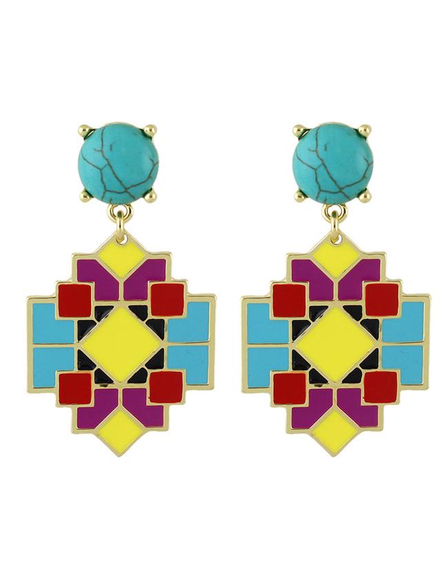 Shein Enamel Geometric Shape Big Earrings
