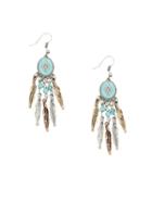 Shein Ethnic Turquoise Leaves Earrings