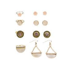 Shein Flower Detail Earrings 4pairs & Ring Set 4pcs
