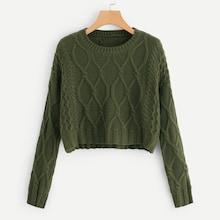 Shein Mixed Knit Solid Crop Jumper
