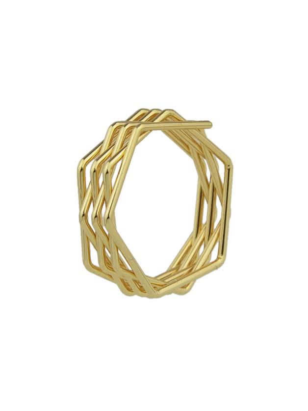 Shein Gold  Color Punk Design Metal Band Finger Rings For Ladies