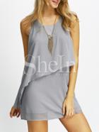 Shein Silver Tank Neck Layed Chiffon Dress