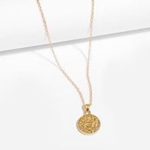 Shein Men Taurus Engraved Round Pendant Necklace