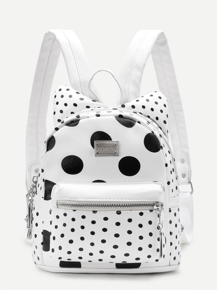Shein Polka Dot Ear Design Pu Backpack