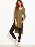 Shein Pale Brown Slit Side High Low T-shirt