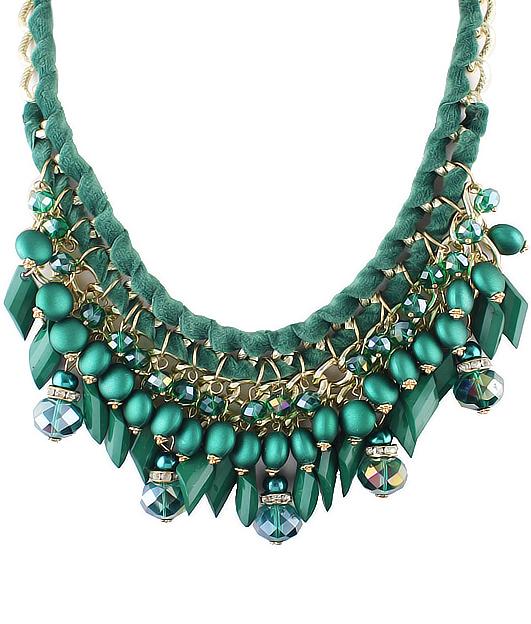Shein Green Bead Chain Necklace
