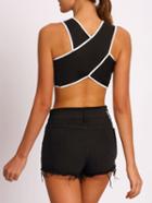 Shein Black Crisscross-back Crop Tank Top