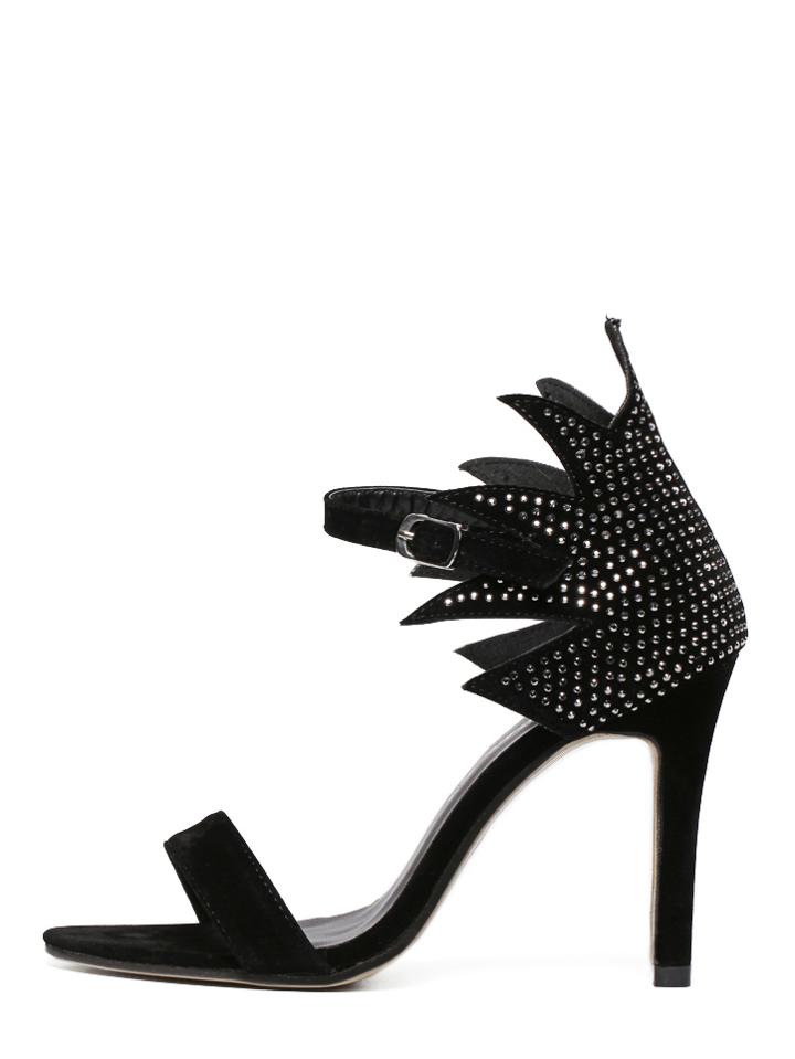 Shein Faux Suede Studded Asymmetric Back Sandals