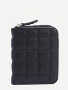 Shein Black Quilted Zip Closure Fold Over Wallet