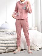 Shein Contrast Frill & Collar Shirt & Pants Pj Set