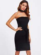 Shein Bandeau Bodycon Dress With Belt
