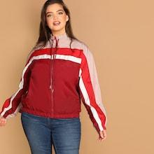 Shein Plus Drawstring Collar Colorblock Jacket