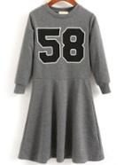 Shein Grey Crew Neck 58 Print Dress