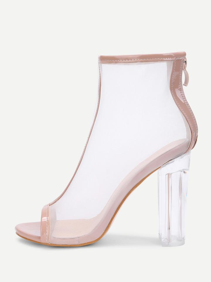 Shein Peep Toe Clear Design Block Heeled Pumps