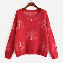 Shein Drop Shoulder Snowflake Print Jumper