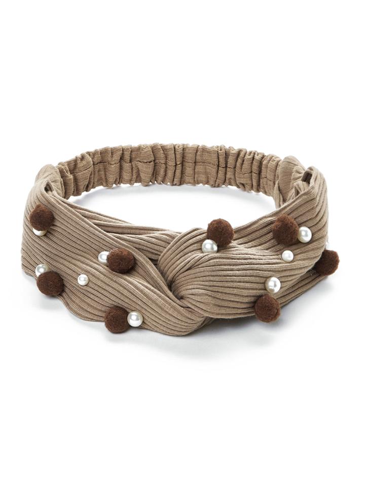 Shein Faux Pearl & Pom Pom Detail Headband