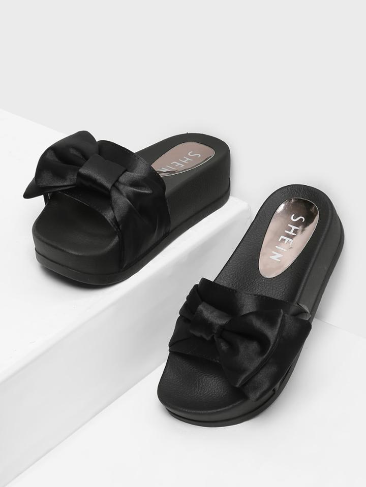 Shein Bow Decorated Flatform Satin Sandals