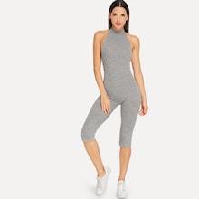 Shein Halter Backless Solid Jumpsuit