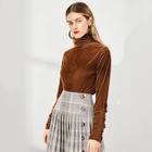 Shein Mock Neck Solid Velvet Tee