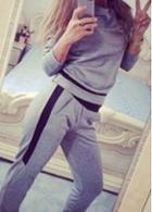 Rosewe Grey Round Neck Top And Pocket Decorated Pants