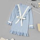 Shein Toddler Girls Knot Detail Ruffle Hem Sweater Dress