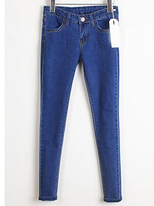 Shein Blue Pockets Slim Denim Pencil Pant