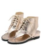 Shein Golden Lace-up Ankle Cuff Thong Sandals