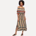 Shein Off Shoulder Fringe Trim Geo Print Dress