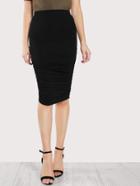 Shein Solid Ruched Knit Skirt