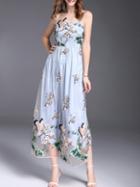 Shein Crane Gauze Embroidered Dress