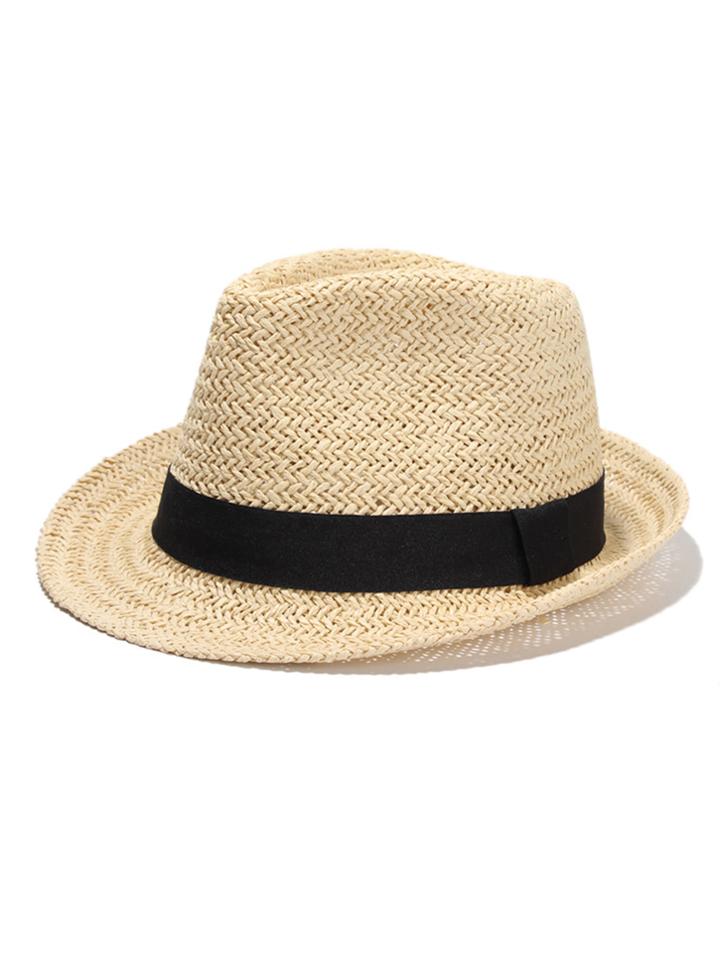 Shein Contrast Band Straw Fedora Hat