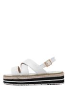 Shein White Open Toe Strappy Wedge Sandals