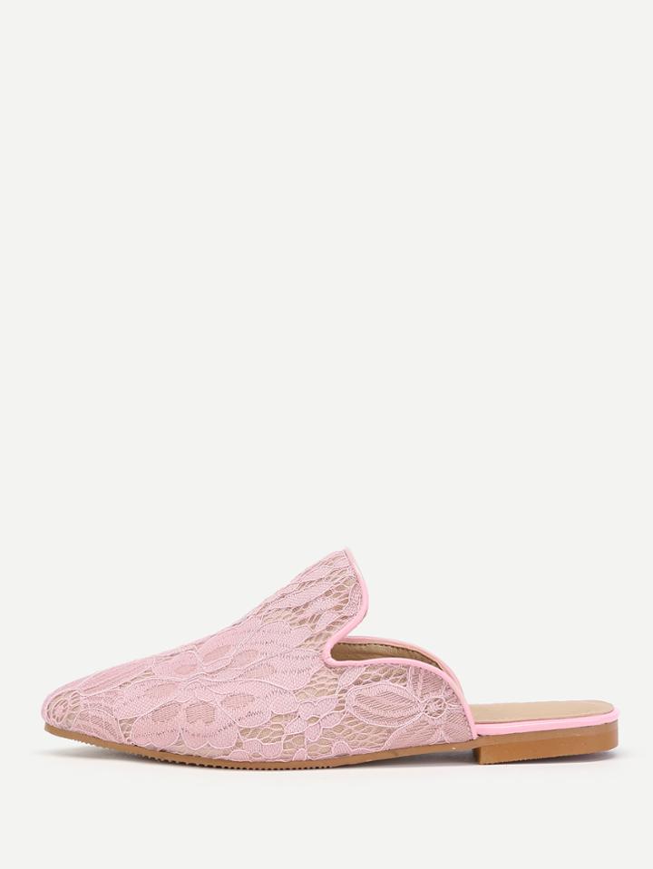 Shein Lace Overlay Flat Mules